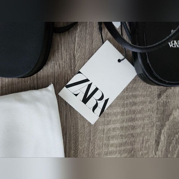 NEW ZARA WOMEN’S EMBELLISHED FLAT SANDALS INSATIN EFFECT FABRIC WITH THIN STRAPS - Picture 5 of 5